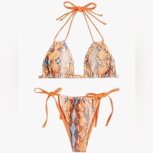 Zaful Womens Snakeskin Print Bikini Set